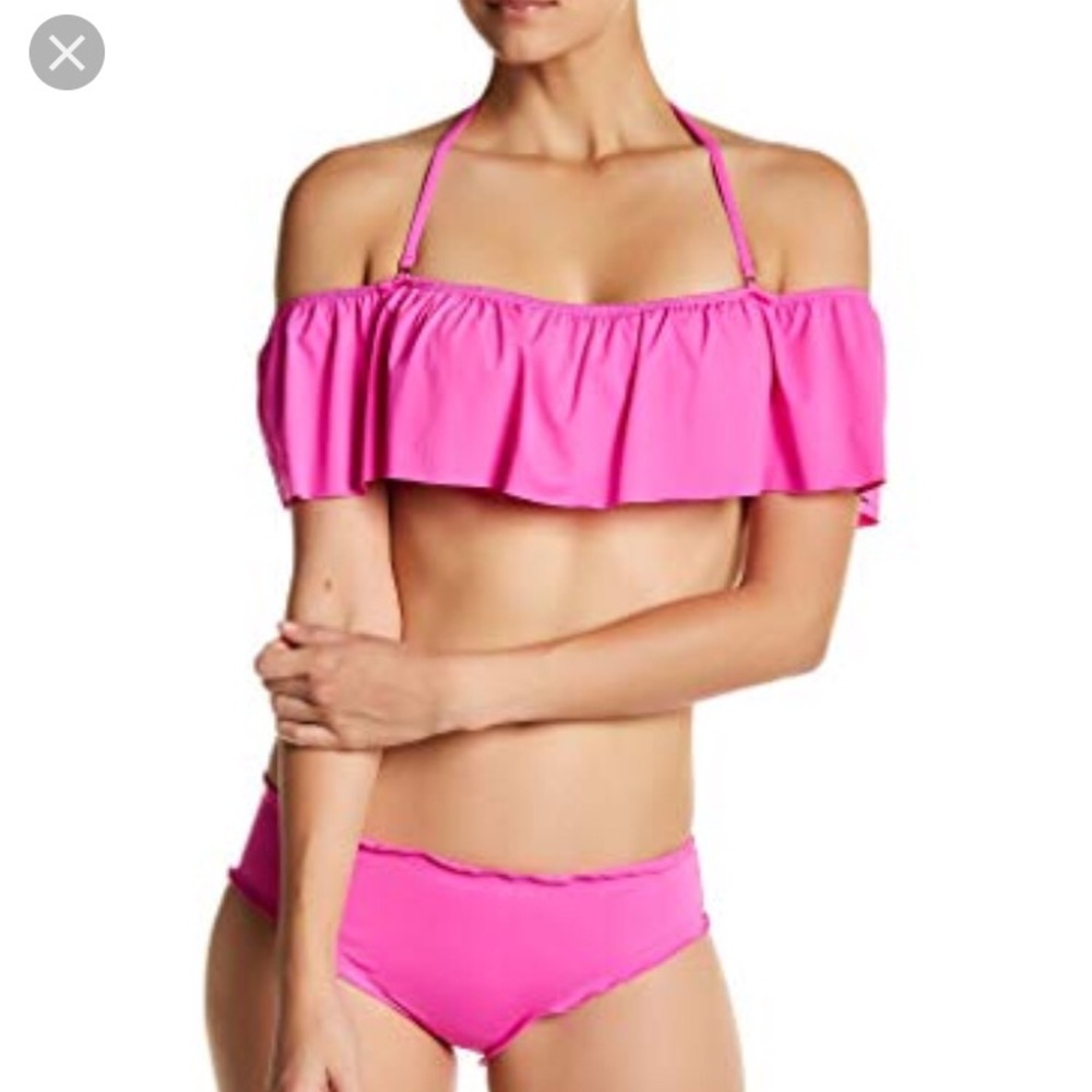The Bikini Lab Raspberry Ruffle Bikini Top SM NWT